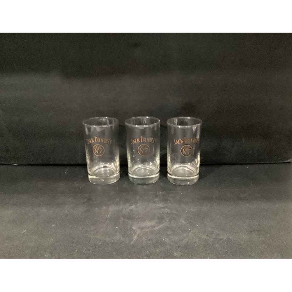 3 ~ Jack Daniels OLD No 7 Glitter Logo Whiskey Glasses ~ Weighted Base